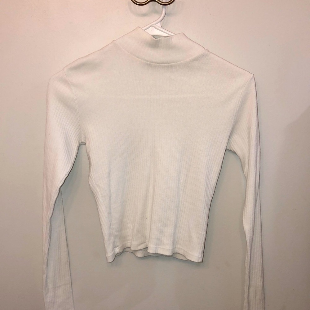 Brandy Melville White Daniela Cotton Turtleneck Top (ONE SIZE)